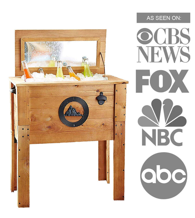 Backyard Expressions Rustic Outdoor Beverage Cooler for Patio - 45 Qt. - Rustic Brown