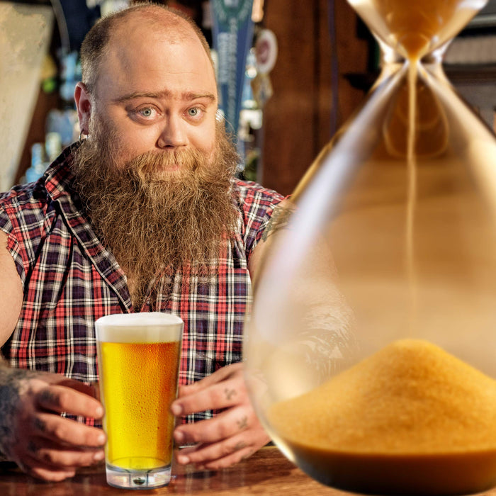Barbuzzo Sand Timer Pint Glass - 16 Oz Plastic Beer Tumbler With Hour Glass Sand Timer