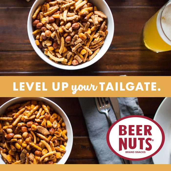 BEER NUTS Original Bar Mix - Crunchy Party Pretzels, Cheese Sticks, Sesame Sticks, Roasted Corn Nuts, & Original Roasted Sweet Glazed Salted Peanuts - Chips Alternative Snack - 26oz Resealable Jar