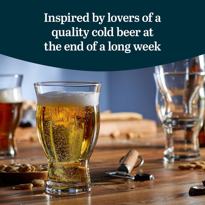 Libbey Craft Brews Nucleated Pint Beer Glasses, Dishwasher Safe Pint Glasses Set of 4 for Light Beers, Stouts, Laser Etching Nucleated Beer Glasses