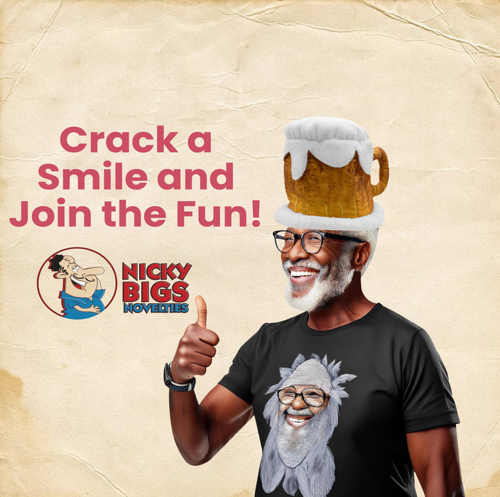 Nicky Bigs Novelties Beer Mug Hat Funny Foam Beer Stein Costume Headwear for Adults Soft Plush Oktoberfest St. Patrick’s Day Halloween Bar Crawl Party Prop Accessory Lightweight & Comfortable Fit