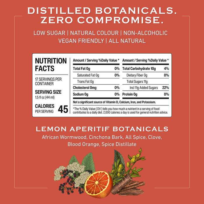 Abstinence Blood Orange Non Alcoholic Aperitif, 750ml, Award-Winning, Botanical Inspired, Bittersweet Non Alcoholic Drink, Distilled Non Alcoholic Spirits, Zero Proof Mocktail Alternative