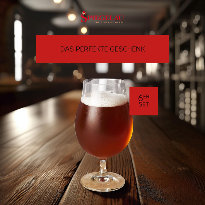 Spiegelau Classic Tulip Beer Glass, European-Made Crystal Drinking Glasses Perfect for Belgian Ales, IPA Beers, Cocktails, Sodas, Beverages, Smoothies, Home Bar Accessories, 15.5 oz, Set of 6