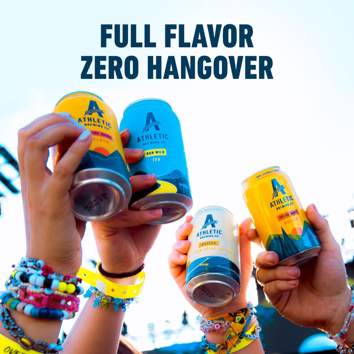 Athletic Brewing Company Craft NA - 6-Pack of All Out, Upside Dawn, Run Wild IPA, and Cerveza Atletica - Low-Calorie, Award Winning - All Natural Ingredients For A Great Tasting Drink - 12 Fl Oz Cans