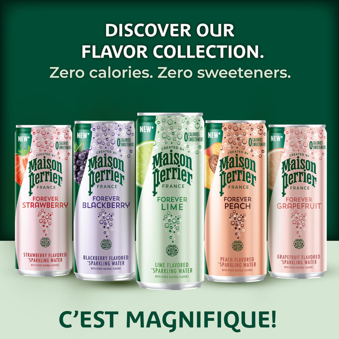 Maison Perrier Forever Peach Flavored Sparkling Water, 11.15 Fl Oz Cans, 8 Count, 3 Pack