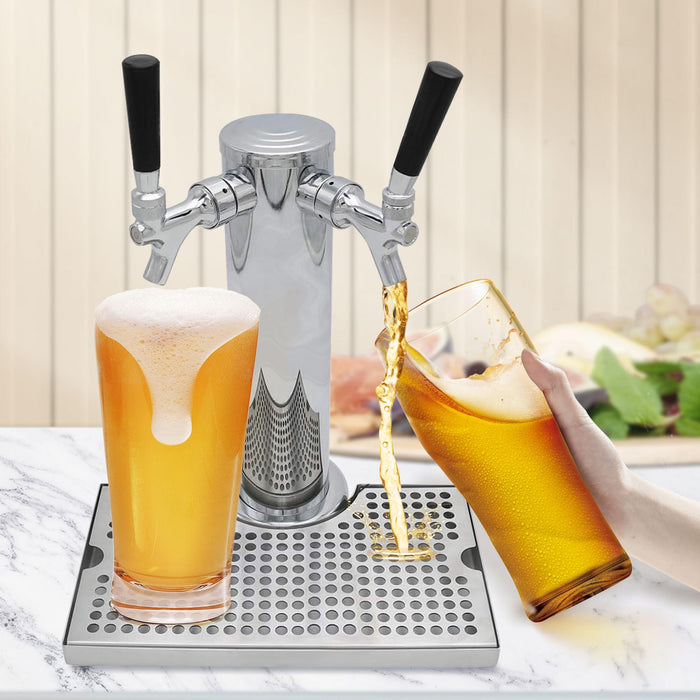 Barworks Kegerator Beer Drip Trays, Stainless Steel Keg Drip Tray with Non-Slip Rubber Pad, Premium Metal Beer Tower Drip Pan for Home Bar Mini Fridge without Drain
