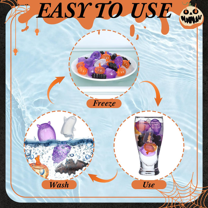 Meanplan 100 Pcs Halloween Reusable Ice Cubes for Drinks, Ghost