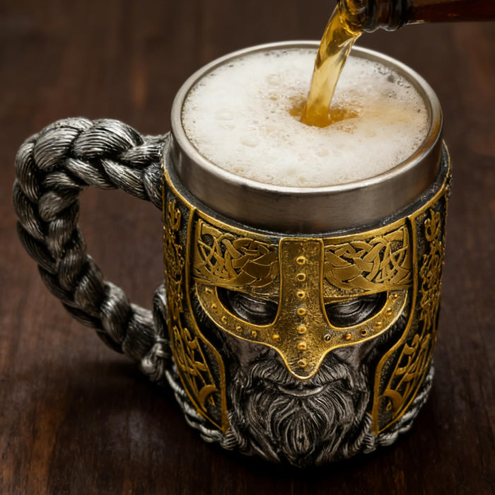 Hmusnwol Viking Mug Beer Stein Cup Drinkware 15.8oz for Man Dad Gifts ﻿ ﻿ ﻿
