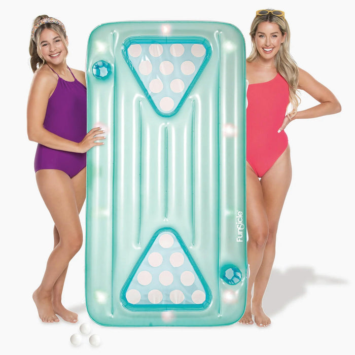Maccabi Art Glow Pong – Inflatable Aqua Pong Pool Game with Color-Changing LED Lights, Easy Grip Valve, AirFlate Tool, Drink Holders – for Adults 14+