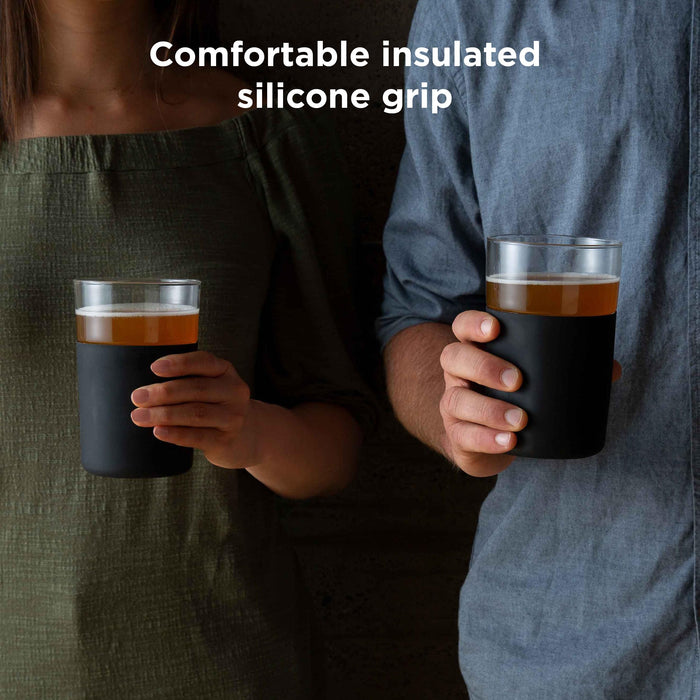 Rabbit Freezable Beer Glasses, 2 Count (Pack of 1), Black