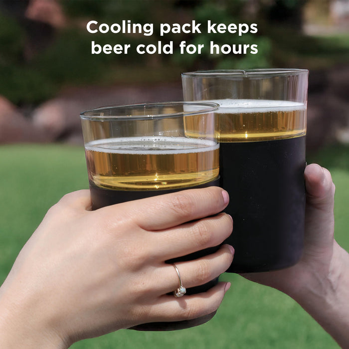 Rabbit Freezable Beer Glasses, 2 Count (Pack of 1), Black