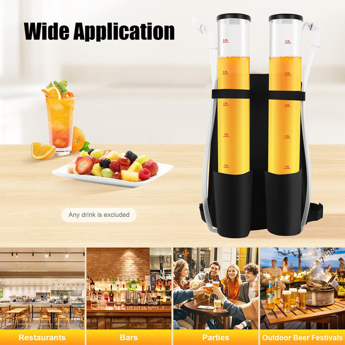 Portable Beer Dispenser, Dual Tank Backpack Drink Dispenser, Backpack Beer Liquor Dispenser,Party Beverage Drink Dispenser ﻿