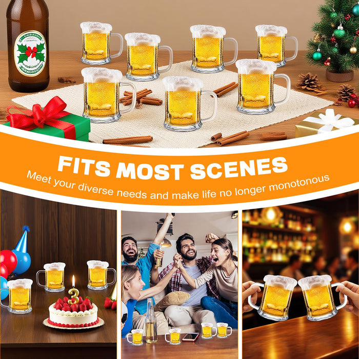 ZZYFGH 10 Pack Mini Beer Shot Glasses, 5 OZ Shot Glasse with Handles, Reusable Beer Stein Tasting Glasses for Drinking, Festival, Party, BBQ (Set of 10-5 oz)