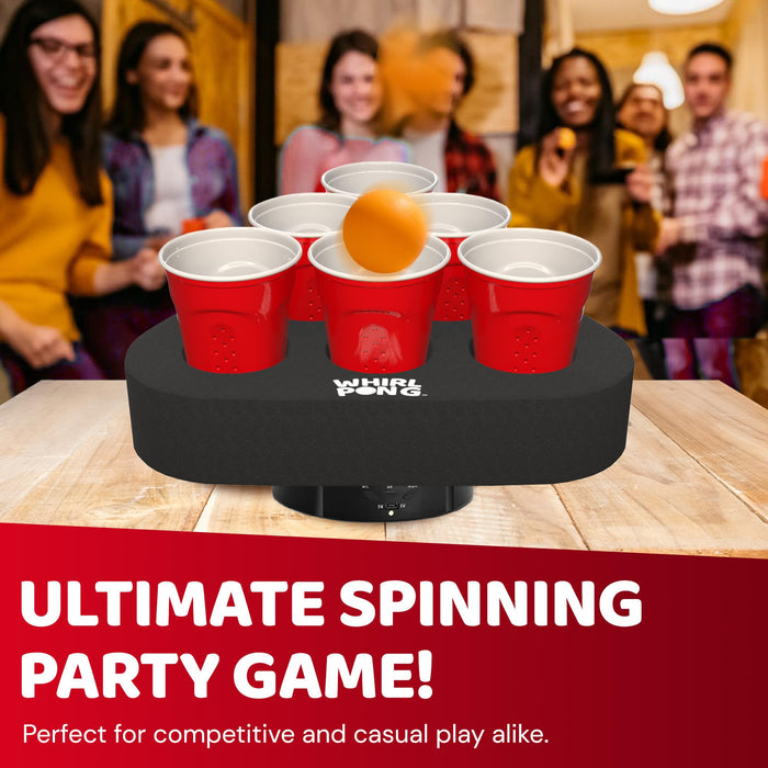 Whirl Pong – The Spinning Cup Pong Game | Rechargeable Rotating Party Game Set | Ultimate College Party, Tailgate & Family Game | Cup Pong Reinvented
