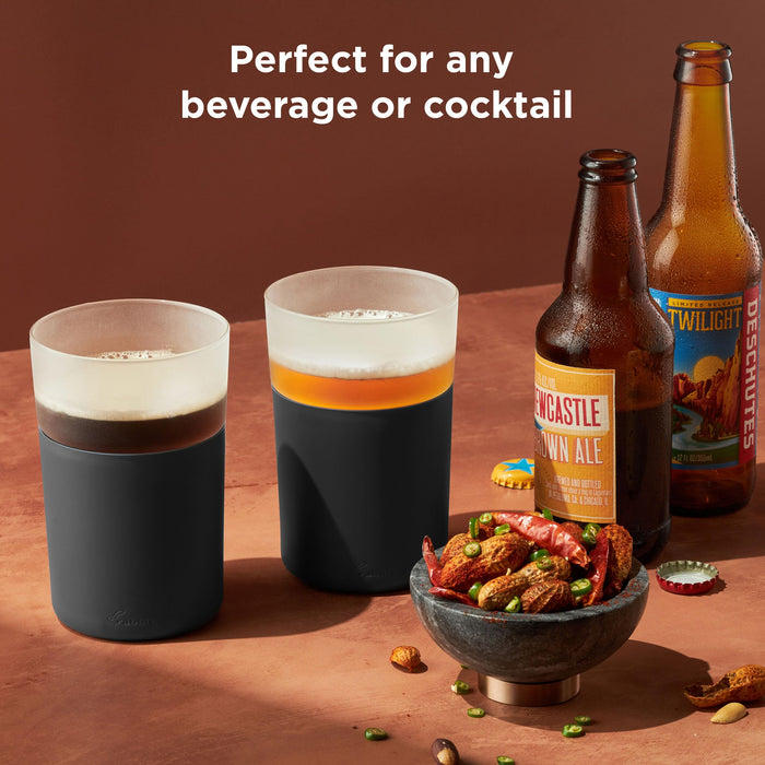 Rabbit Freezable Beer Glasses, 2 Count (Pack of 1), Black