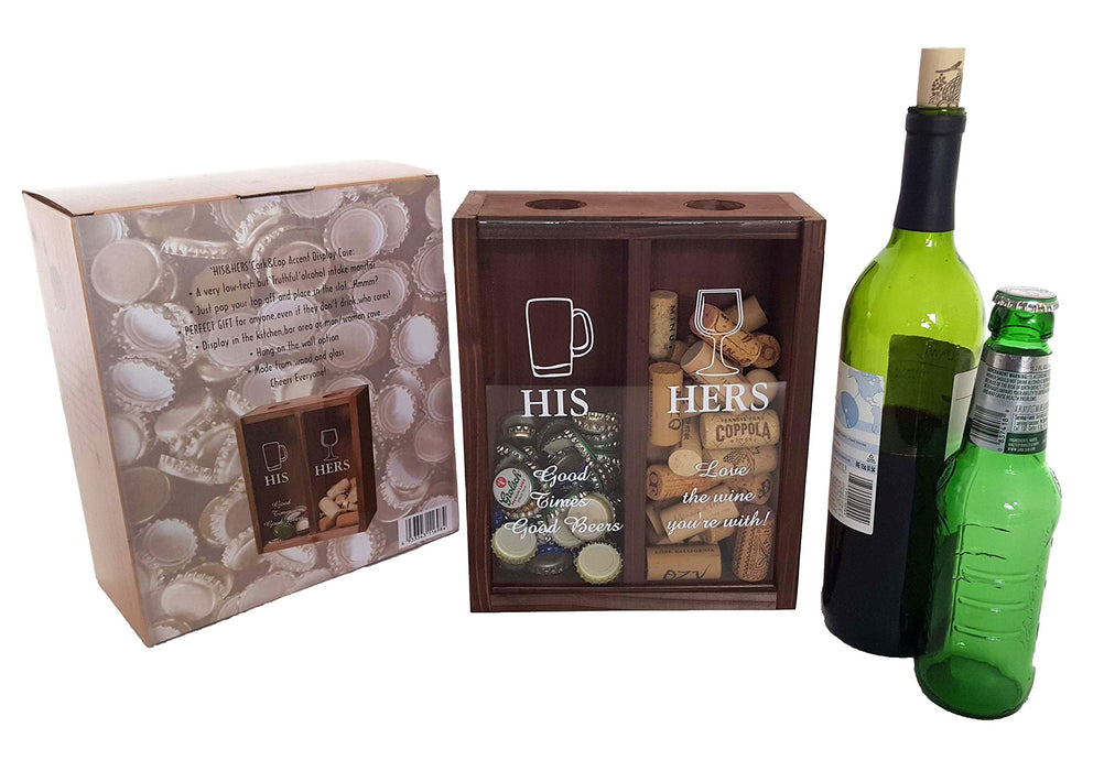 Dondor Enterprises Tic Tac Toe Shot Glass Drinking Game, Beer Bottle Opener Cap Game, His & Hers Wine Cork & Beer Cap Shadow Box (HIS & Hers)