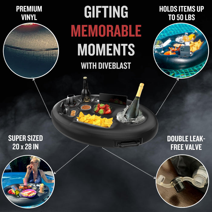 DIVEBLAST: Premium Floating Drink Holder for Pool, Hot Tub Accessories for Adults - Holds Up to 50 LBS - Fun Swimming Pool Accessories for Adults, Cool and Unique Drink Floaties