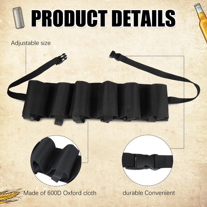 Jiuguva 2 Pcs Men Beer Belt Holder 6 Can Beer Drinking Accessories