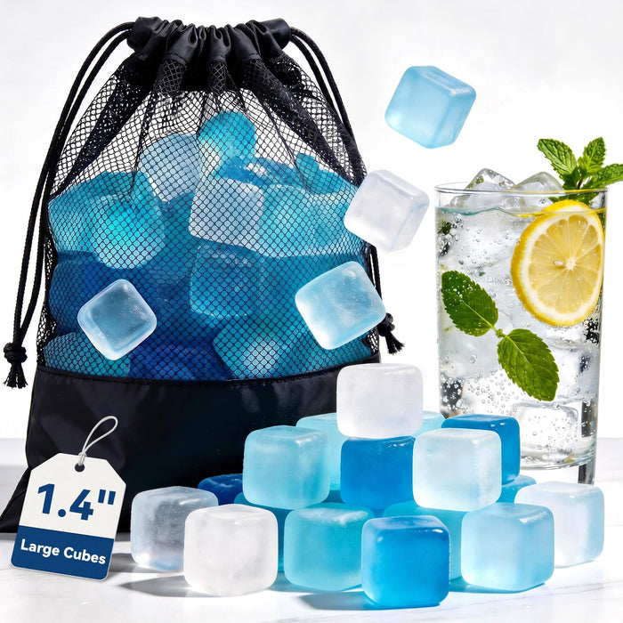1.4“ Inch Large Reusable Ice Cubes, 100 Pack