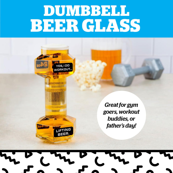 BigMouth Inc. The Dumbbell Beer Glass, Novelty Beer Drinking Glass, 24 Oz
