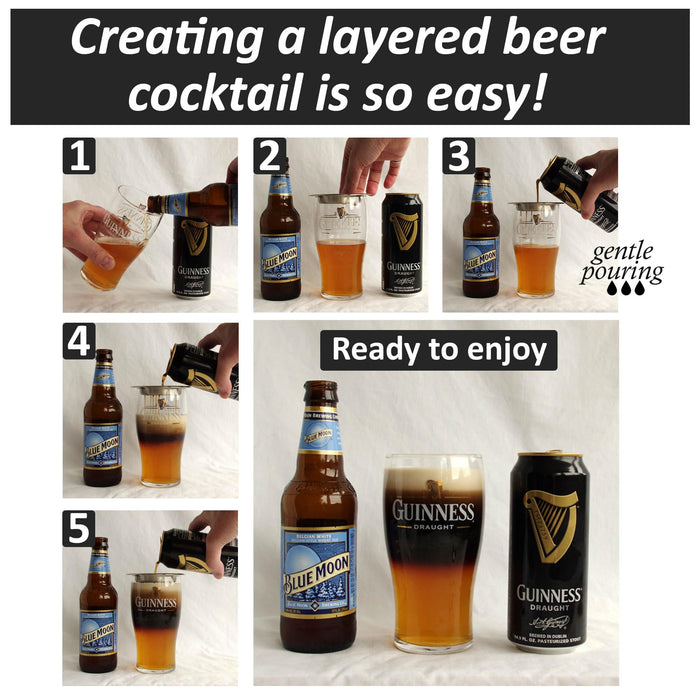 The Perfect Black and Tan Beer Layering Tool - 3 Pack - Bartender/Bar Accessory for Layered Beer Cocktails
