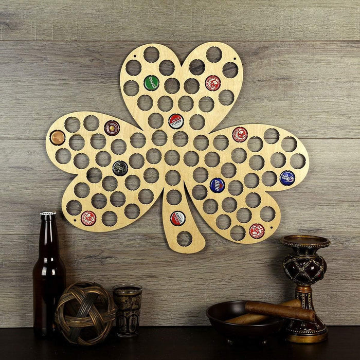Torched Shamrock Beer Cap Holder, Wall Mount Beer Cap Display Decor Art, Great Gift for Men, Beer Lovers, and Collectors