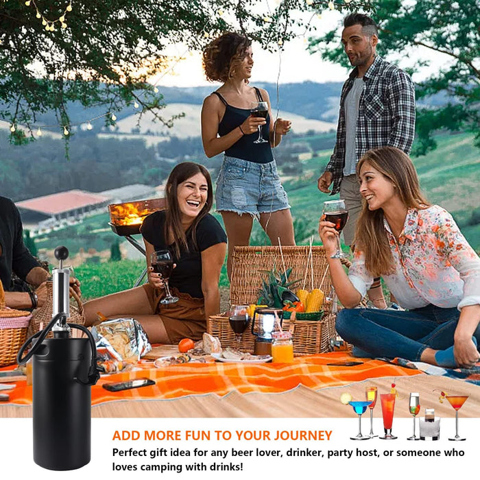 FERRODAY Stainless 128oz Mini Keg Hand Pump Beer Growler Beer Keg Draft Beer Dispenser Growler for Beer Mini Keg Hand Pump Picnic Beer Faucet Keg Portable Mini Keg Beer Pump Beer Tap