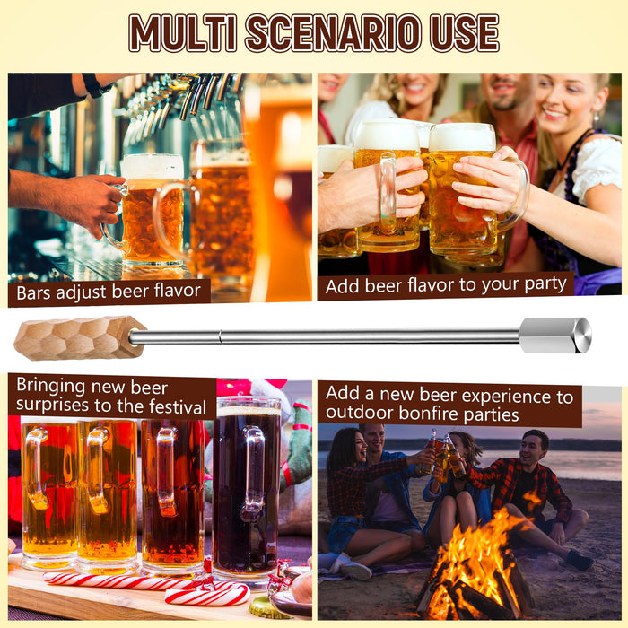 Avenuebool Beer Caramelize Poking Tool, Novelty Beer Accessories Food Grade 304 Stainless Steel Rod with Wood Handle, for Camping, Home Brewing, Campfire Unique Gift for Men, Boyfriends, Dads