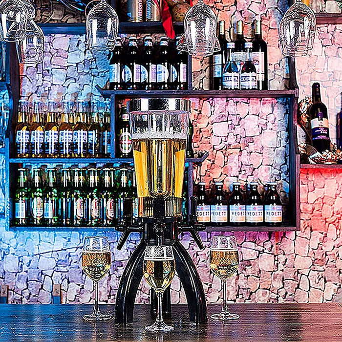 JOMRTS Beer Dispenser 3L Beer Dispenser, 3 Faucets and Ice Pipes for Beverages and Beverages in Party Barbecue Restaurants