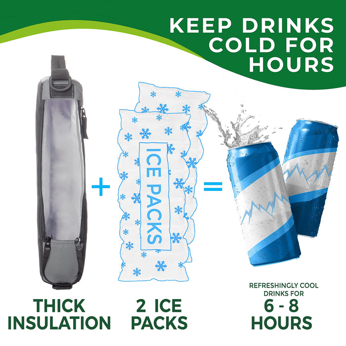 Falcona Wild Golf Cooler Bag Plus 2 Ice Packs - Keeps Drinks Cold for Hours - Holds 6 Cans - Fits Discreetly in Golf Bags - Insulated Beer Sleeve and Cooler Accessories