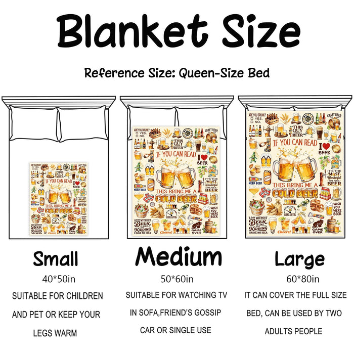 CieCeaCia Beer Blanket Gifts Lightweight Warm Flannel Beers Throw Blanket Cold Beer Birthday Decorations for Adults Drink Lovers 50"x40"