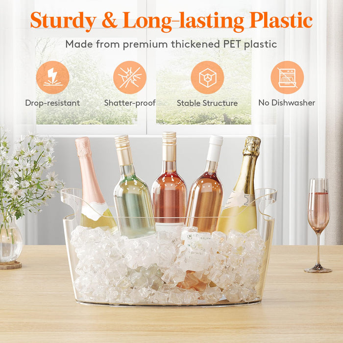 Lifewit 6.5L Ice Bucket for Parties, Portable Drink Bucket for Cocktail Bar, Plastic Champagne Cooler for Beverage/Wine/Beer, Mimosa Bar Supplies Chiller Tub with Scoop 38 x18x20 cm/15x7x8"