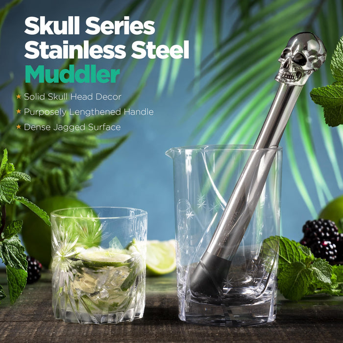 Homestia 4Pcs Muddler for Cocktail, Mixing Tools Set, Halloween Skull Decor