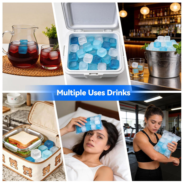 1.4“ Inch Large Reusable Ice Cubes, 100 Pack