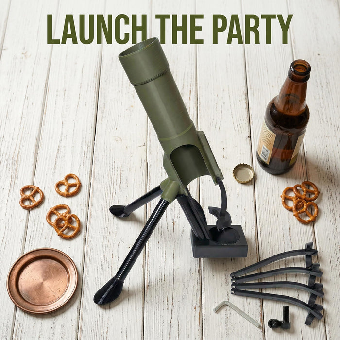 FKSWSQY Cap Mortar Bottle Opener - Tactical Beer Cap Launcher with Adjustable Arms for 12oz Bottles - Heavy Duty Military Bar Decor - Fun Gift for Men, Veterans, Dads