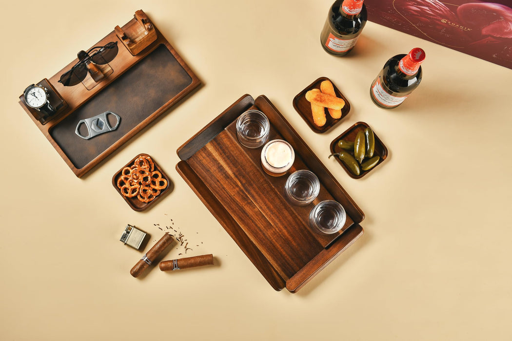 Shanik Wooden Beer Flight Paddle Tray Set with 4 Glasses & Coasters – Rustic Tasting Flight Board – Craf Sampler Set for Home Bar, Birthday Gift for Beer Lovers, Men’s Gift Ideas