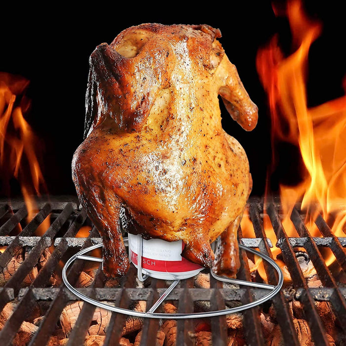 Beer Can Chicken Holder -2 pcs for Grill Oven Smoker Sturdy Stainless Steel Beer Butt Chicken Holder for Whole Chicken Roaster Easy to Use and Clean Chicken Rack for Tender and Juicy Chicken Turkey