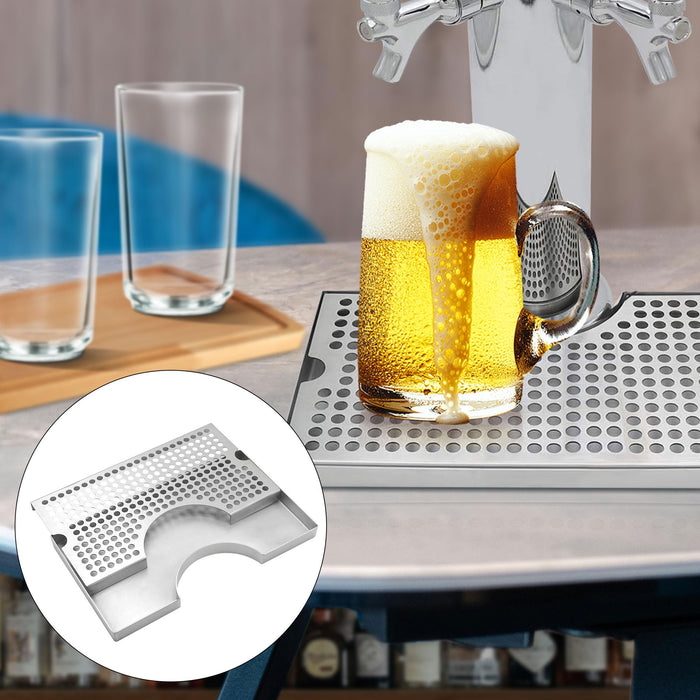 Barworks Kegerator Beer Drip Trays, Stainless Steel Keg Drip Tray with Non-Slip Rubber Pad, Premium Metal Beer Tower Drip Pan for Home Bar Mini Fridge without Drain