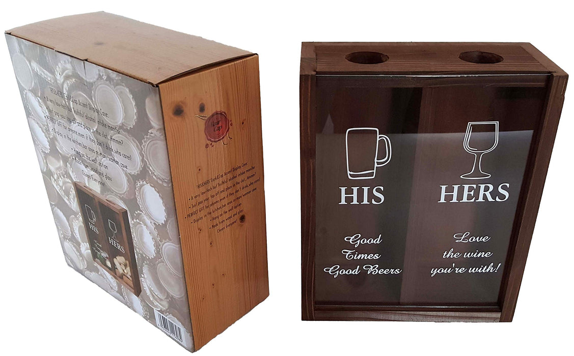 Dondor Enterprises Tic Tac Toe Shot Glass Drinking Game, Beer Bottle Opener Cap Game, His & Hers Wine Cork & Beer Cap Shadow Box (HIS & Hers)