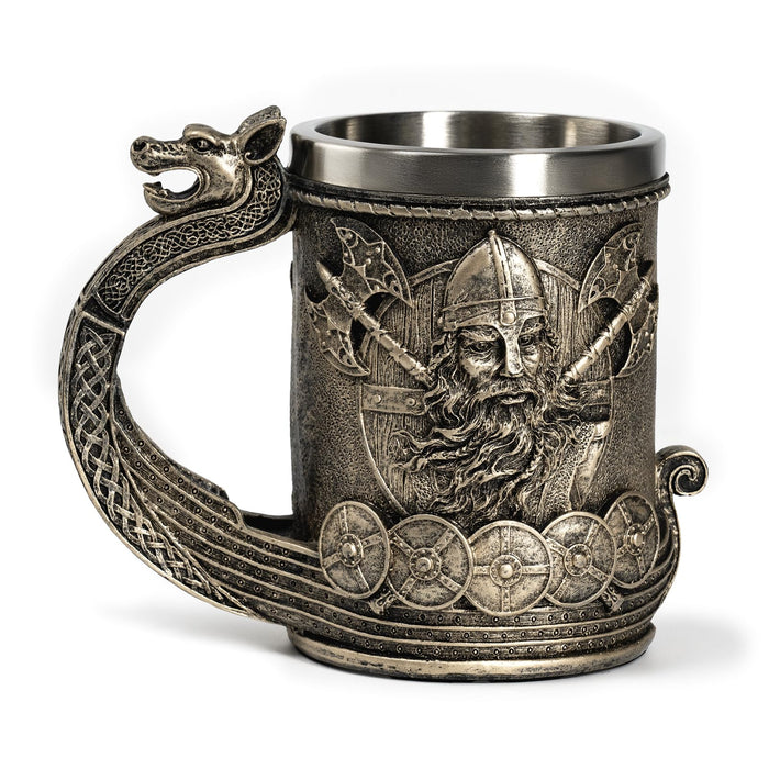 CHICVITA Viking Decor Beer Mug Coffee Cup with Dragon Handle, Viking Gifts for Men, Medieval Renaissance Decorations, 18 Oz