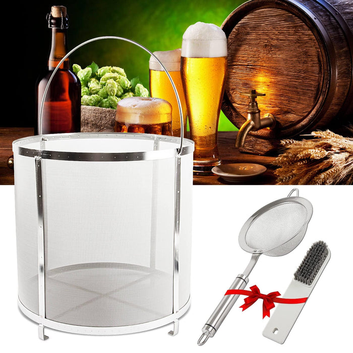 PSLER 13.8×13.8 inch (35×35cm) Wine Beer Dry Hops Filter Brewing Hopper Strainer 300 Micron Mesh Barrel Brewing Grain Basket Strainer for Homebrew Hops Wine Beer Tea Kettle Brew Filter