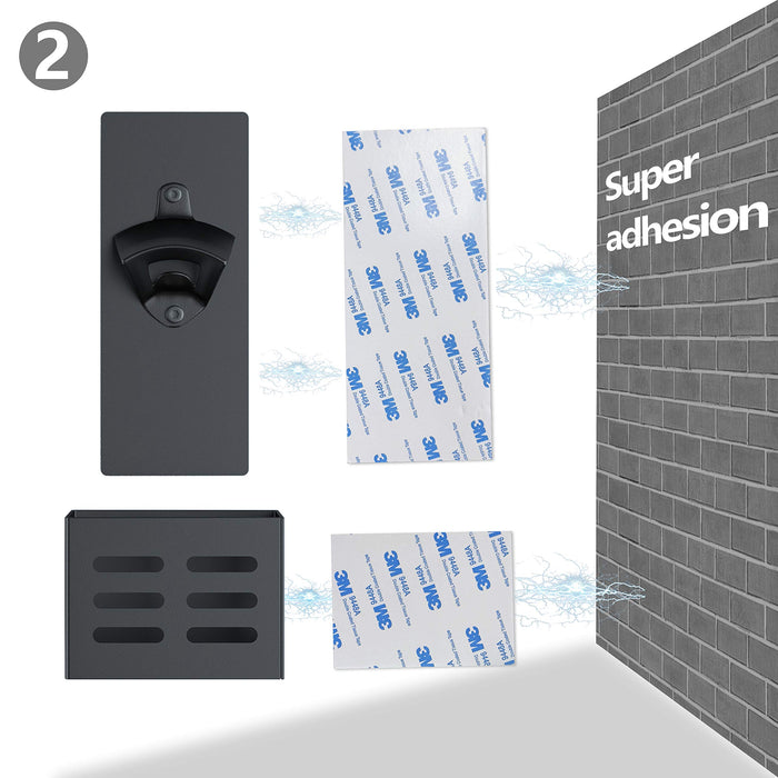 weallbuy Magnetic Bottle Opener with Cap Catcher,Removable Wall Mounted Beer Bottle Opener for Kitchen Fridge,Beer Gifts for Men (black)