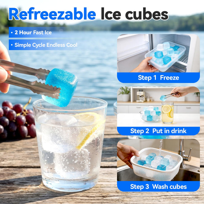 1.4“ Inch Large Reusable Ice Cubes, 100 Pack