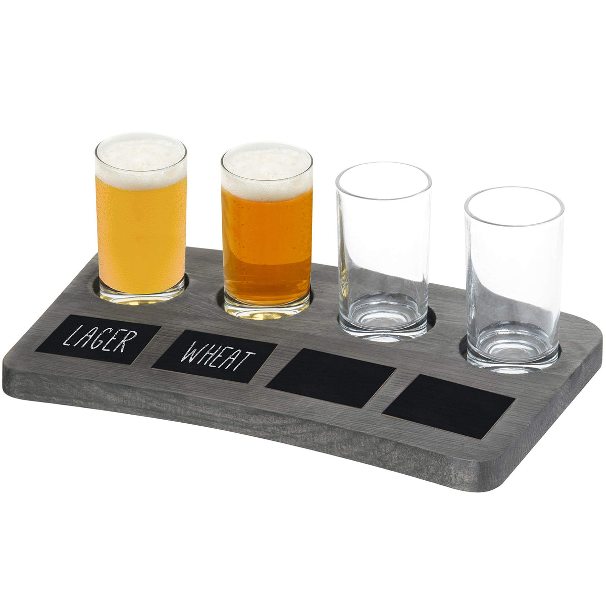 Flight Glass MyGift 5 Piece Set Vintage Grey Wood Beer Flight Tasting Glasses (6 oz ...