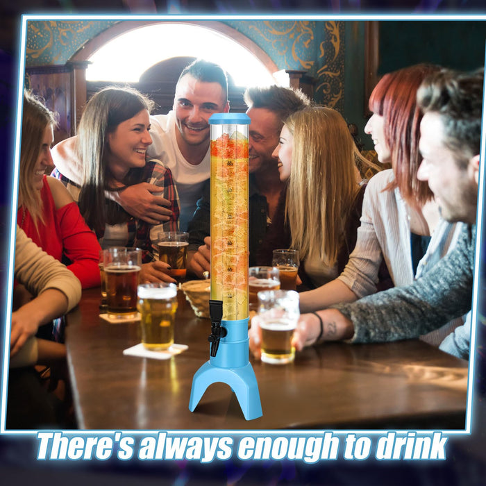 Domensi 6 Pcs Mimosa Tower Dispenser Mimosa Tower with Ice Tube and Bottomless Beer Margarita Beverage Drink Tabletop Liquor Dispenser for Bar Party(3L,Blue)