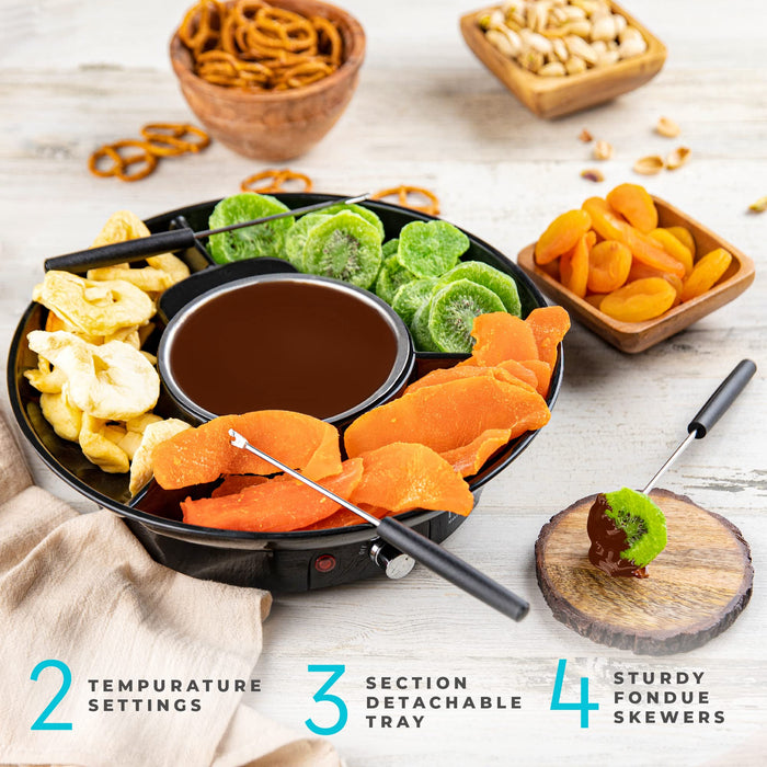 Kusini Electric Fondue Pot Set – Chocolate Fondue Kit - Temperature Control