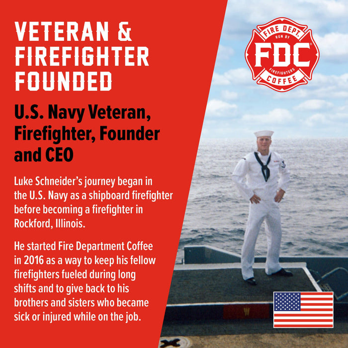 Fire Department Coffee - Vanilla Bourbon Coffee - Gives Back to Firefighters - Vanilla Bean Bourbon Infused Whole Bean - Non-Alcoholic - Roasted in the USA - Veteran Owned - 12 oz