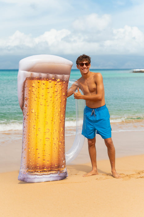 Giant Inflatable Beer Mug Pool Rafts, Oversized Novelty Floats for Lounging, Parties & Summer Fun