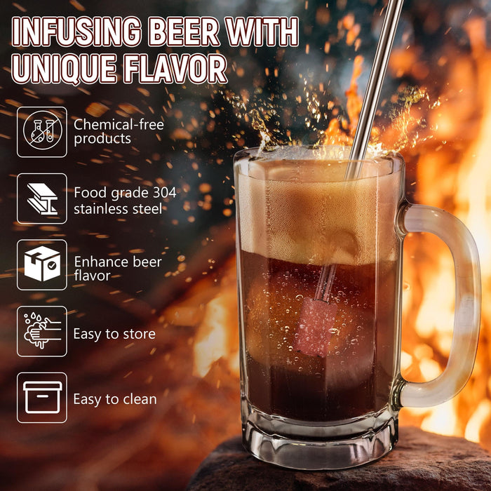 Avenuebool Beer Caramelize Poking Tool, Novelty Beer Accessories Food Grade 304 Stainless Steel Rod with Wood Handle, for Camping, Home Brewing, Campfire Unique Gift for Men, Boyfriends, Dads