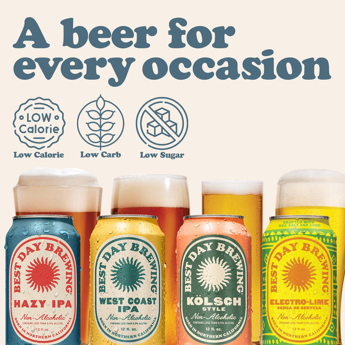 Best Day Brewing Non-Alcoholic Variety Pack - Premium Ingredients (12-Pack, All Four Core)
